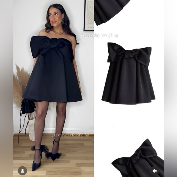 H&M BOW-FRONT SATIN MINI DRESS - Picture 12 of 12